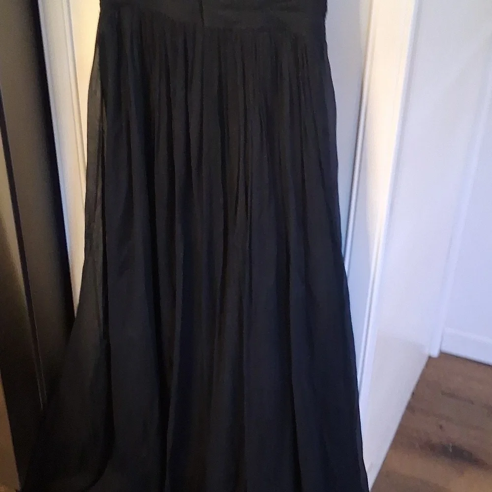J. Crew Black Silk Chiffon Formal Dress Size 8 Petite - Picture 8 of 9
